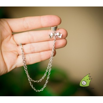 Кафф "Серебряный бант". С цепочкой